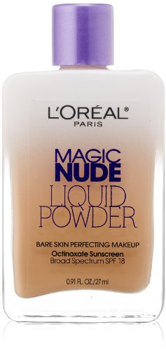 L'Oreal Paris Magic Nude Liquid Powder Bare Skin Perfecting Makeup SPF 18, Sand Beige, 0.91 Ounces