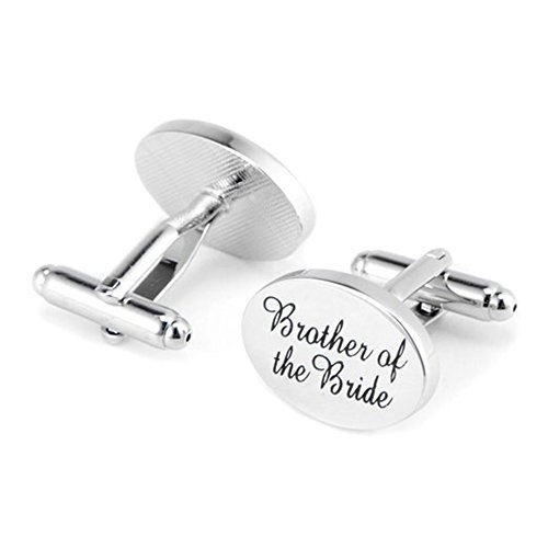 Hrph 2pz Uomo Argento Ovali Gemelli di Nozze Brillante Gemelli Sposo Padre Sposa Brother (Fratello) Assistente - #3, Brother of the Bride