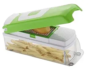 Zakheza 12 in 1 Multi-Purpose Vegetable and Fruit Chipser & Chopper with 9 Stainless Steel Blade & 3 in 1 Peeler (Green)