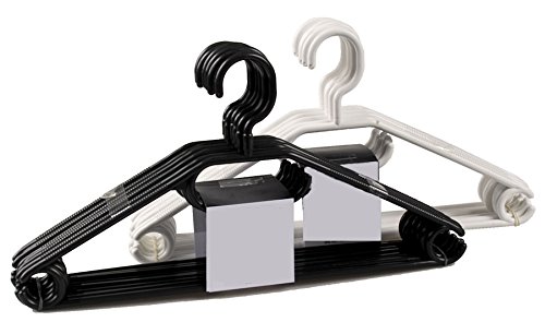 10 Kleiderbügel Kunststoff Schwarz mit Antirutschrillen Made in Germany - 2