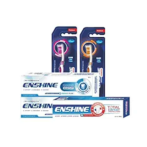 Enshine Sensitive Toothpaste(2)+Total Expert Toothpaste(1)+Toothbrush(2) For Oral Care Pack of 5