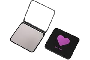 QCCIGE Specchio tascabile portatile Specchio quadrato Love in acciaio inossidabile Specchio pieghevole Mini specchio per trucco Specchio smerigliato nero argento Donna Uomo