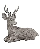 Sehr schöner dekorativer edler liegender Hirsch, kunsthandwerklicher Artikel mit matter antik-grauer Oberfläche,
