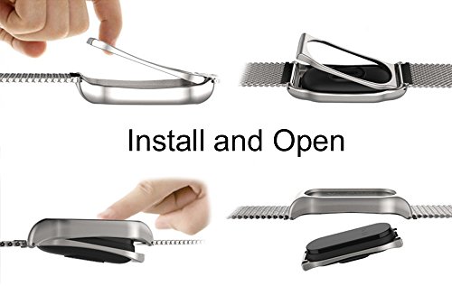 Pinhen MI Band 2 Banda de Silicona Metal Mesh Repuesto Correa de Recambio Brazalete Extensibles Surtido de Colores para Xiaomi Mi Band 2 Wireless Pulsera  Mesh Silver 