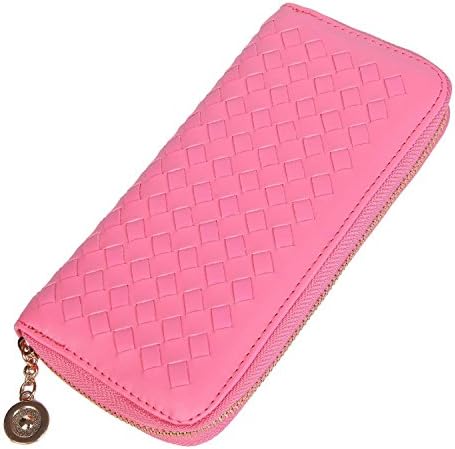 Lifeyz Weaven leather Zipper Around Organizer Coin Pocket Clutch Women Wallet Purse Bag