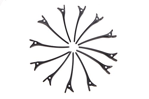 HYOUJIN® 12 pcs Salon Hair Clip, Hairpins for Updos, Crocodile Hairpins, Plastic Hairdresser Sectioning Clip For Hair Salon and Barber Use-Perfect Sectioning Dividing, Tightly Grip Hair, Keep Hair Under Control-Without Causing Hair Damage, Ideal Pull Hair Back (Black)