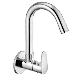 Oleanna Nova-sc Nova Brass Quarter Turn Fittings Wall Mounted Sink Cock (Silver, Chrome Finish)