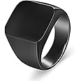 Mens Stainless Steel Ring Black Polished
