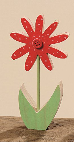 Blume Holzblume massiv Dekoblume Tischdeko Holzdeko Frühling Türdeko Fensterdeko Stückpreis H 15 cm - 2