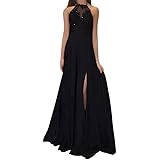 Onsoyours Abito da Cerimonia Elegante Senza Maniche Vita Alta Vintage Casual Vestito da Cocktail Tinta Unita Estivo Damigella