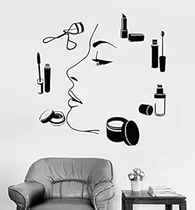 LYOMAN Vinyl Wall Decal Makeup Artist Brushes Visagiste | Beauty parlour wall stickers spa| Beauty Salon Stickers Unique Gift (1738ig)