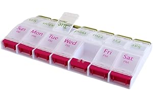 SURE HEALTH & BEAUTY AM-PM FLIP UP Push Button Pill Box