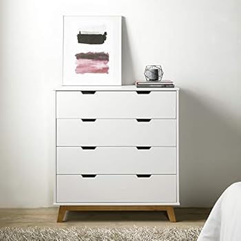 Vonhaus Chest Of Drawers Scandinavian Nordic Style White And