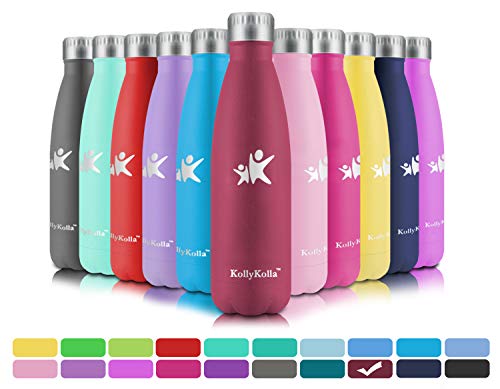 KollyKolla Bottiglia Acqua in Acciaio Inox, 750ml Senza BPA Borraccia Termica, Isolamento Sottovuoto a Doppia Parete, Borracce per Bambini, Scuola, Sport, All'aperto, Palestra, Tutto Rosso Scuro
