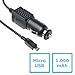 Produktbild solidBASIC 1A KFZ I LKW Micro-USB Reise-Ladegerät I Auto Netzteil I Micro USB-Charger I Car-Charger für Honor 8 / 9 / 7x / Pro - 1000mA mit Spiral-Kabel - SCHWARZ I BLACK