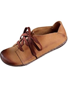 Vogstyle Damen 2017 Neue Rund Toe Retro Bequeme Schick Leder Flache Schnürschuhe