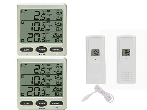 Funk Thermometer FT0075TWIN mit 2 Funksensoren LCD Display Min/max