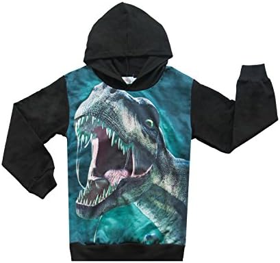 Boys Hoodies Dinosaur Coats Outfit Kids Long Sleeves Pullover Windbreaker Tops for Age 4-9 Years