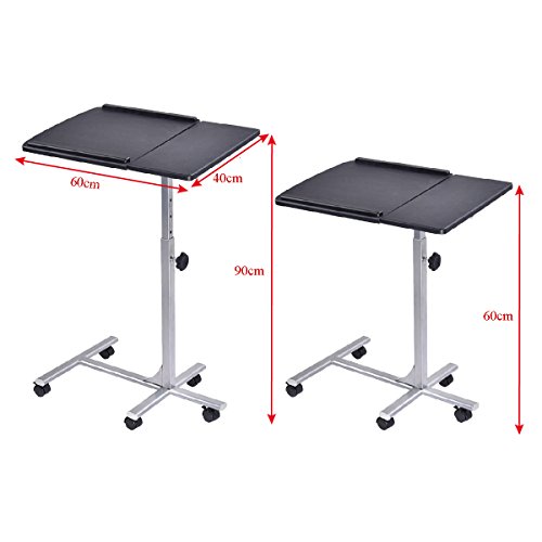 Goplus Laptoptisch höhenverstellbar Betttisch Notebooktisch Beistelltisch Pflegetisch mit Bremsen - 2