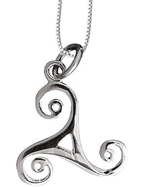 Anhänger kleine keltische Triskele Dreierwirbel 925er Silber Schmuck Schutzamulett mit Kette Halskette Silberkette...
