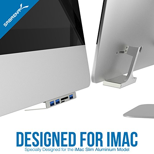 Sabrent USB HUB + Kartenleser – 3-Port USB 3.0 Hub mit Multi-In-1 Kartenleser für iMac (2012 und später) Schlanker einteiliger-Unibody [iMac Slim Unibody] (HB-IMCR) - 3