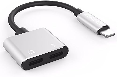 2 in1 Lightning Audio+Charger Adapter for Apple,iPhone X/iPhone 8/iPhone 7 Dual Lightning Headphone Adapter Audio and Charge and Control volume Call for iPhone iPad iPod iTouch. Support for iOS 11/10 (Silver)