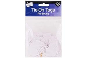 ATLONA 100 White Strung Tags Pre Strung Tie on Tags 25 x 39mm