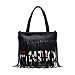 Produktbild Lonshell Mode Citytasche mit Quaste Damen Elegant Umhängetasche Vintage Tasche Geldbörse Tote Reisen Crossbody Schultertasche Schulranzen Große Kapazität (Schwarz)