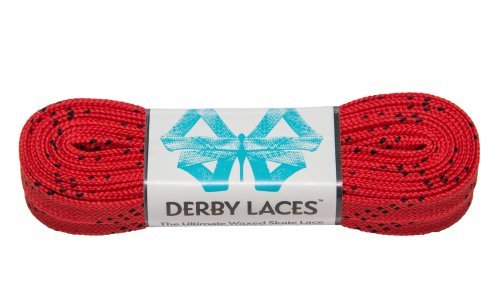 Red 108 Inch Waxed Skate Lace - Derby Laces for Roller Derby, Hockey and Ice Skates, and Boots by Derby Laces