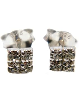 Arranview Jewellery Kinder-Ohrstecker Österreichischer Kristall Quadratisch in Klar 4mm Ohrring–925Sterling...