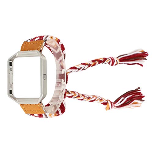 Preisvergleich Produktbild Happysdh Armband kompatibel mit Fitbit Blaze,Smartwatch Zubehör Segeltuch Uhrenarmband Ersatzarmband Armbänder Smartwatch für Frauen