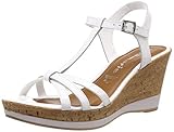 tamaris keilabsatz pumps Weicher Gehcomfort Tamaris Damen 1-1-28347-22 Riemchensandalen, Weiß (White 100), 39 EU