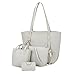 Produktbild Goosun Damen Handtasche Frauen 4 pcs Kunst Leder Beutel Mädchen Mode 4-Teiliges Set Tasche Leder Schultertasche & Umhängetasche & Handtasche & Kleine Brieftasche (Grau)
