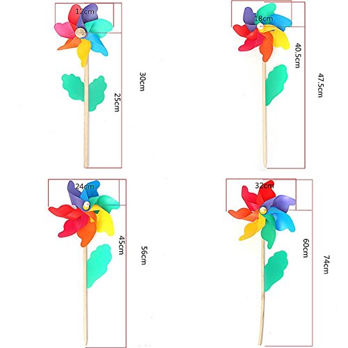 Kungfull Mall Bunte PVC hölzerne Windmühle Hausgarten Partei Hochzeits Dekoration Kind Spielzeug - 5