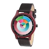 Rainbow Watch - Cool Wood Purple Heart Hurry Unisex Armbanduhr Quarz, Colorchanging Echtlederarmband Dunkelbraun