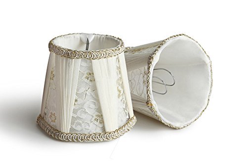 Splink 2 Pcs Lampenschirm E14 Stehlampe Tischlampenschirm aus Lace Stoff mit Blume Dekor Vintage Barockstil