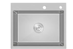 KINKIBOS Small Kitchen Sink 50 X 45 cm, Stainless Steel 304 Kitchen Sink, Built-in Sink with Tap Hole and Overflow (without Trap), Kitchen Sink 1 Bowl Rectangular