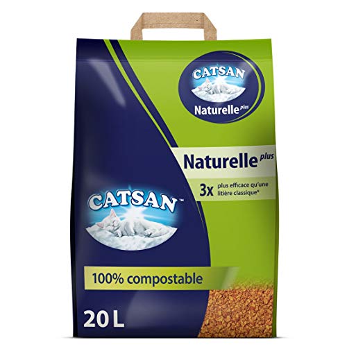 CATSAN Naturelle plus - Litière végétale pour chat, 1 sac de 20L