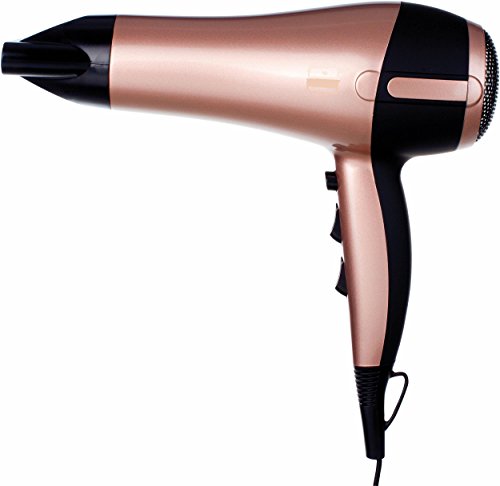 ThermoProtect Haartrockner / Föhn mit IONen Technologie, Haarföhn mit starken 2200W, Haare trocknen mit echter Kaltstufe, 2 Aufsätze ( Stylingdüse + Diffusor), rosegold - 2