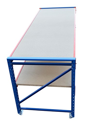 Werkbank, Packtisch LR 230cm breit, 91cm hoch, 80cm tief, 2 Ebenen - 4
