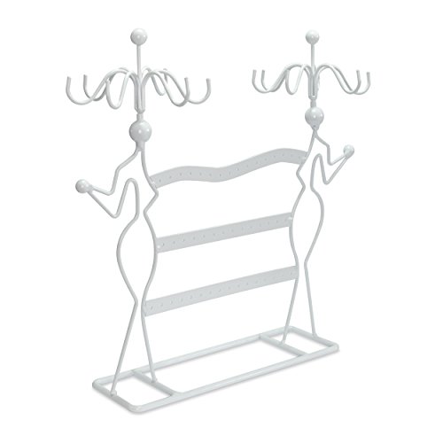 VENKON – Design Schmuckständer Ohrringhalter Kettenhalter Schmuck Organizer aus Metall – weiß – 35,5 x 34 x 12,5 cm - 2
