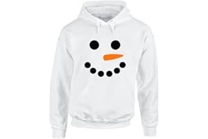 Brand88 - 'Giant Snowman Face' Christmas Novelty Pullover Adult Unisex Hoodie for Men and Women, Long Sleeve Festive Hoody Jumper