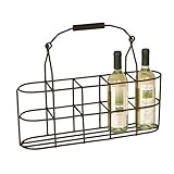 Der Flaschen-Aufbewahrer wurde in Handarbeit aus Eisen geschmiedet. Damit er sich besser tragen lässt, besitzt der gebogene Henkel einen hölzernen Tragegriff. Bis zu 5 Flaschen passen hinein und dank der 5 eisernen Ringe, die sie festhalten, wird Glasbruch vermieden.