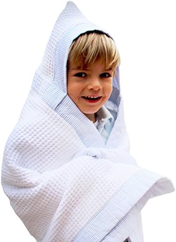 Nordic Coast Baby Hooded Bath Towel with Face Cloth, White/Dark Blue
