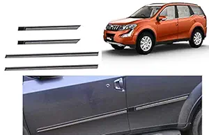 AUTOXYGEN Side Door Beading Black Door Protector With Single Chrome Strip for Mahindra XUV 500