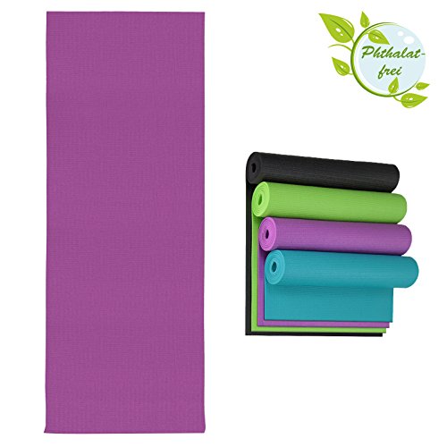 Yoga-Matte LIFE 183 cm x 61 cm x 0,4 cm Yogamatte in vielen Farben rutschfest phthalatfrei für Gymnastik Turnen Pilates
