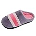 Produktbild BaZhaHei Damen Herren Plüsch Baumwolle Pantoffeln Weiche Leicht Wärme Hausschuhe Kuschelige Für Unisex Gestreifte Gästeschlappen Gästepantoffel Filzschuhe Hüttenschuh