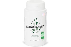 Nutripure | Ashwagandha Bio KSM66® | Plante Adaptogène de l'Ayurvéda | Vegan | Complément Alimentaire Bien-être Intellectuel et Physique | Stress, Anxiété | 60 gélules | 1 Mois | Fabriqué en France