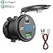 Price comparison product image SONRU PD Type C Car USB Socket 12V / 24V QC 3.0 36W Dual USB Charger Socket Waterproof with LED Voltmeter 23.7" Wire with 10A Fuse for Car Marine Motorcycle Caravan Truck Boat