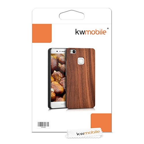 kwmobile Funda para Huawei P9 Lite - Carcasa Posterior de  Madera  - Case Protector  Duro  en  marr  n Oscuro 